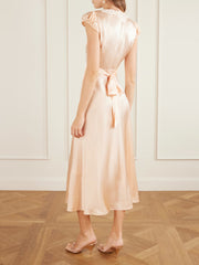 Coraline corded lace-trimmed silk-satin midi dress