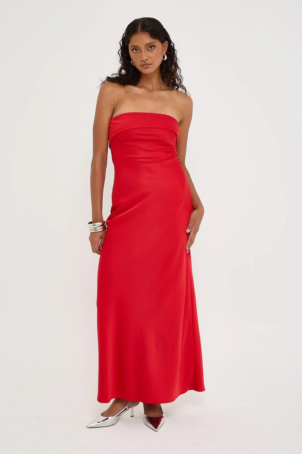 Perfect Stranger Carly Strapless  Maxi Dress Red