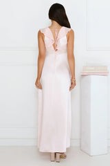 Flirty Girl Satin Maxi Dress Pink
