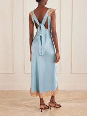 Marcelle lace-trimmed silk-satin midi dress