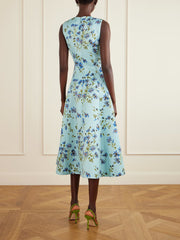 Floral-print faille midi dress