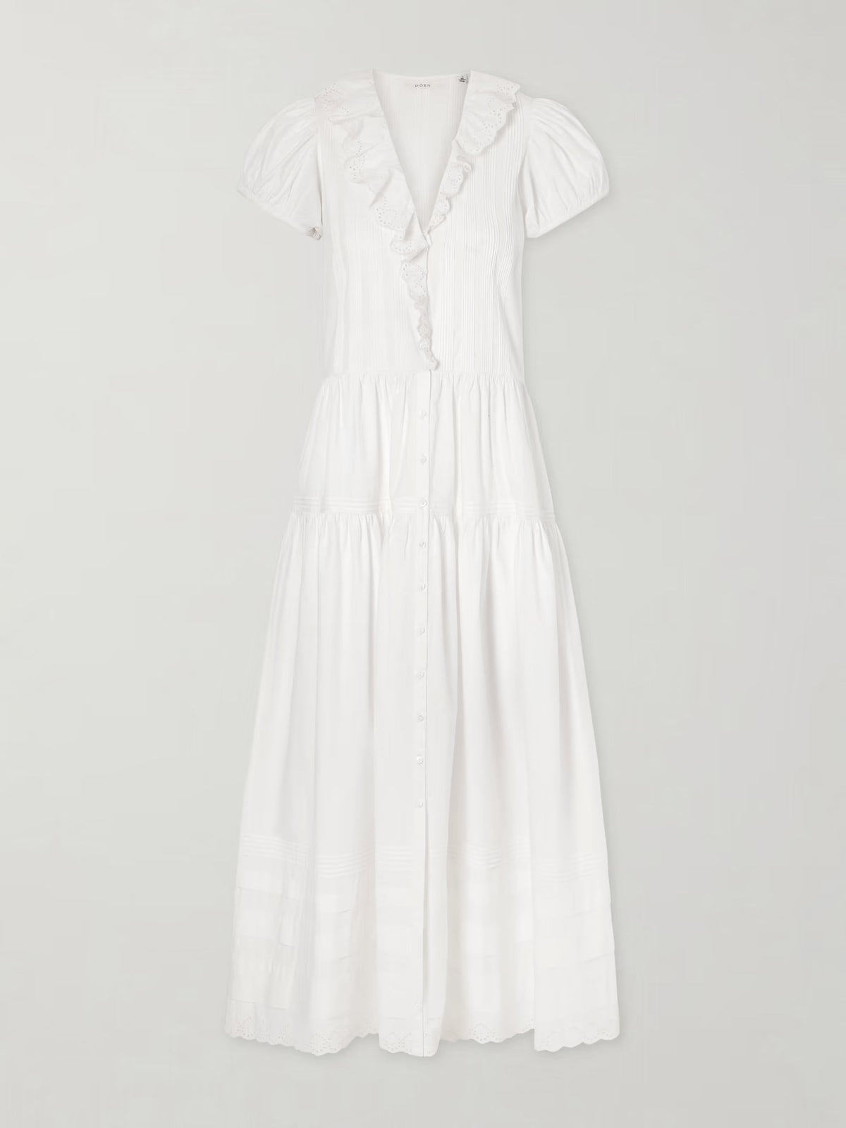 Eliette ruffled brodeire anglaise-trimmed organic cotton midi dress