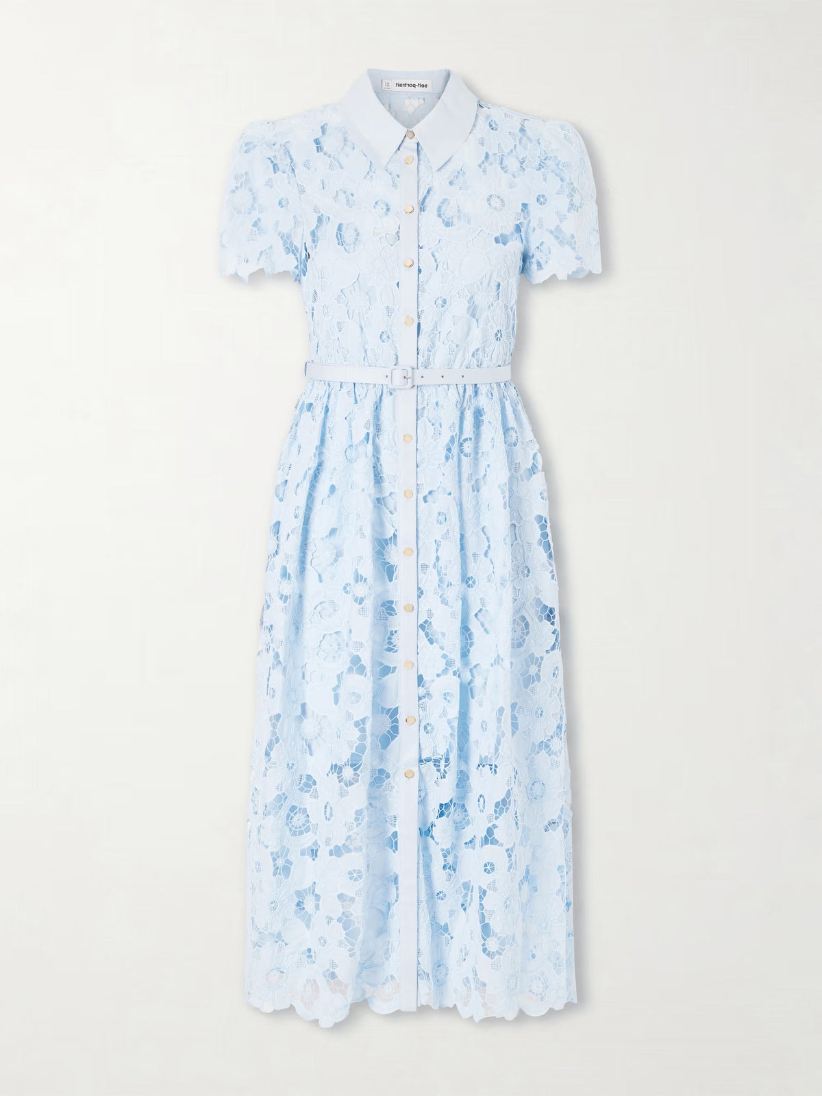 Embroidered guipure lace midi dress