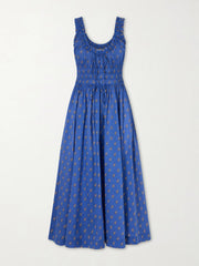 Emmaretta shirred floral-print cotton midi dress