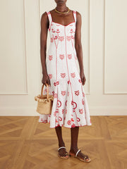 Naia tiered broderie anglaise cotton-blend midi dress
